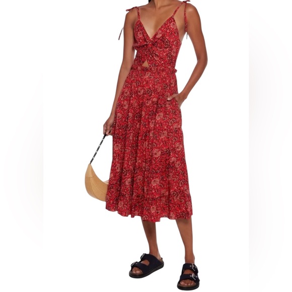 Ulla Johnson Dresses & Skirts - Ulla Johnson Kali Dress Midi Tiered Poppy Floral Boho Fairy Feminine Size 2